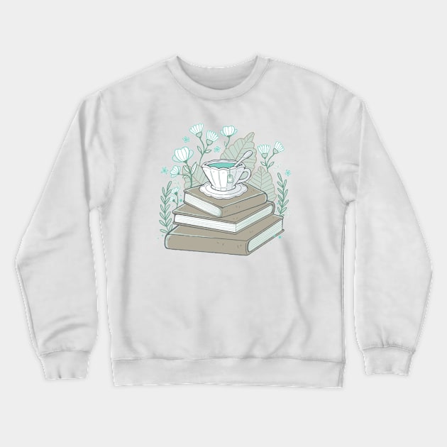 Books And Tea Crewneck Sweatshirt by xMorfina